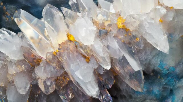 Glowing Quartz Crystals in Blue Light