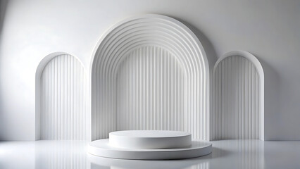 Fototapeta premium Minimal 3D Glowing Podiums in Futuristic Multicolor Abstract Style