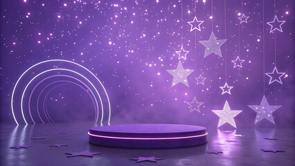 Minimal 3D Glowing Podiums in Futuristic Multicolor Abstract Style