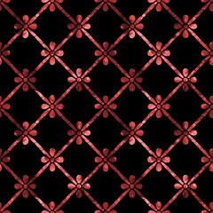 Fototapeta premium colorful seamless pattern, red geometric elements on black background