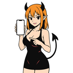 Beautiful Demon Displaying a Blank Screen Generative AI