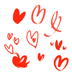 Hand Drawn Red Hearts – Cute Doodle Style Love Elements Set