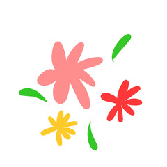 Flat Colorful Hand Drawn Flowers Clipart – Minimalist Floral Elements Set
