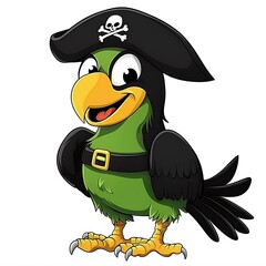 Whimsical Pirate Parrot: A Cartoon Illustration of Adventure and Merriment