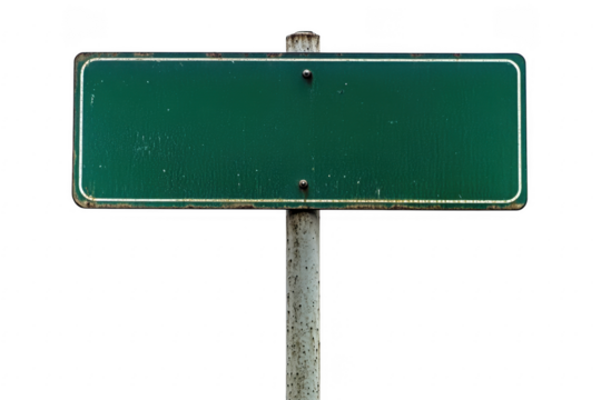 Blank green road sign isolated on transparent background - Powered by Adobe