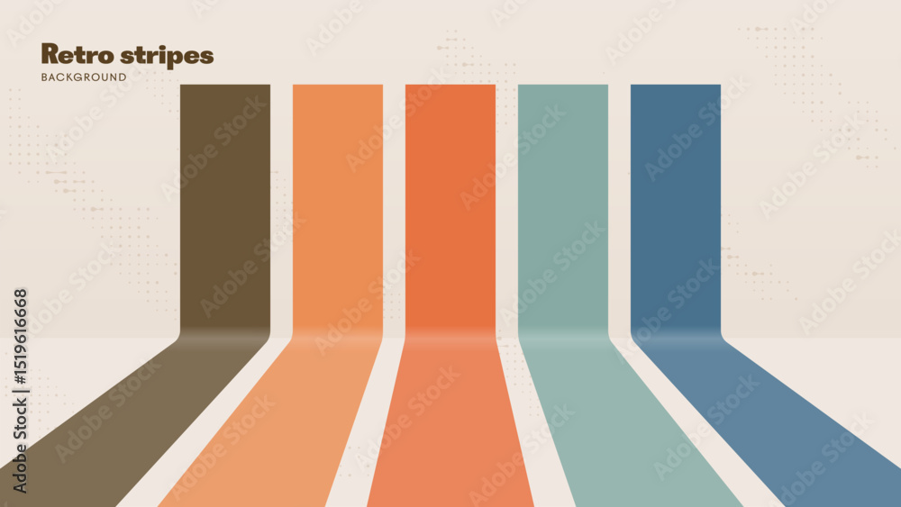 Wall mural abstract background of colored stripes design in 1970s retro style. vector background ready to use