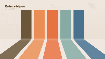 Abstract background of colored stripes design in 1970s retro style. Vector background ready to use