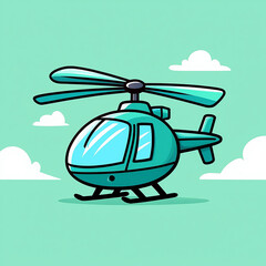 Digital Helicopter Illustration – 2D Vector Style