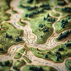 3D Terrain Map Model: Detailed Geospatial Landscape for Adventure & Nature Study