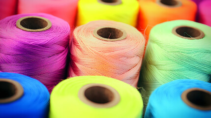 Closeup Of Colorful Thread Spools