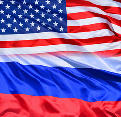 Obraz premium flags as a symbol of the relationship between russia and the United States