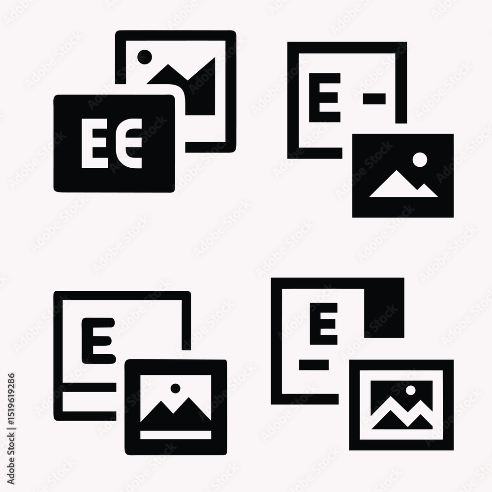 Poster a vector icon set of black line document symbols for web and business communication