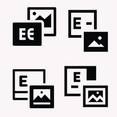 A vector icon set of black line document symbols for web and business communication