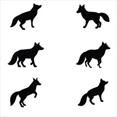 Black silhouettes of cats and dogs in a vector animal illustration set