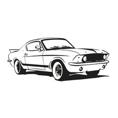 Obraz premium Classic muscle car black and white illustration