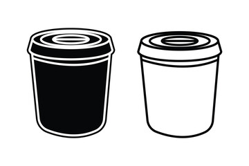 Bucket silhouette art vector with line art on white background