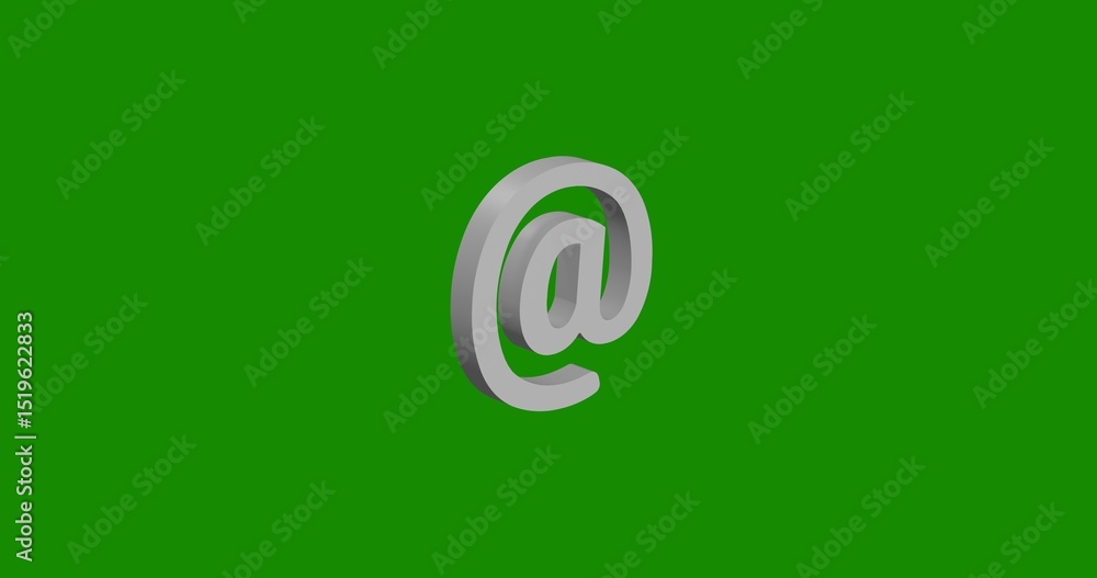 Poster isolated realistic white at symbol front view with shadow. 3d illustration on green chroma key backg