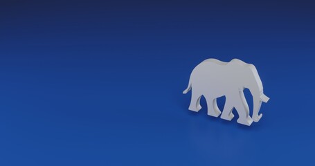 Isolated realistic white elephant with shadow. Located on the right side of the scene. 3d illustration on transparent background