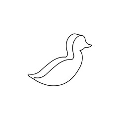 The outline of a large duck symbol is made with black lines. 3D view of the object in perspective. Vector illustration on white background
