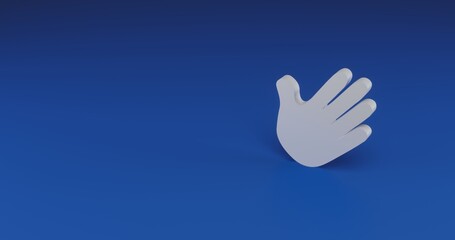 Isolated realistic white hand with shadow. Located on the right side of the scene. 3d illustration on transparent background