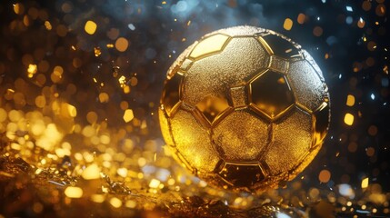 Golden sphere spectacle: A captivating portrayal of a luxurious soccer ball