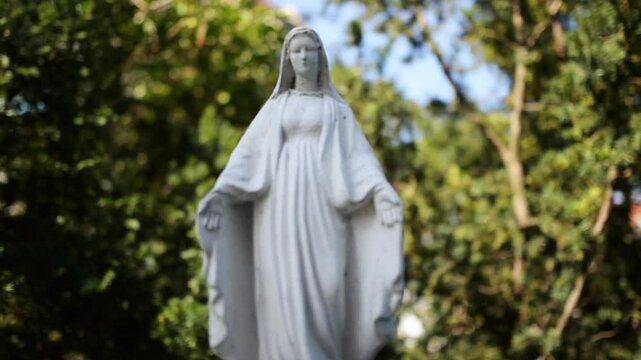 Statue of Our Lady near Church in Poznan, Poland