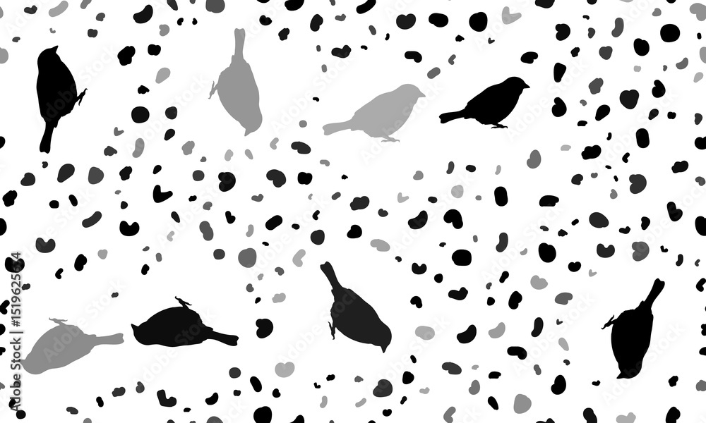 Aufkleber Abstract seamless pattern with bird sparrow symbols. Creative leopard backdrop. Illustration on transparent background