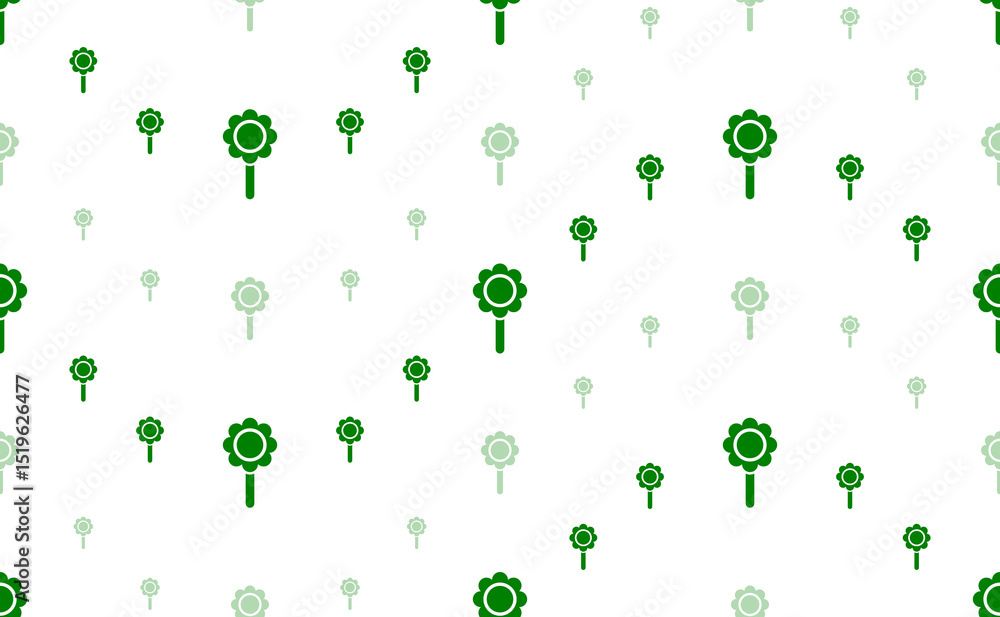 Aufkleber Seamless pattern of large and small green chamomile symbols. The elements are arranged in a wavy. Illustration on light green background