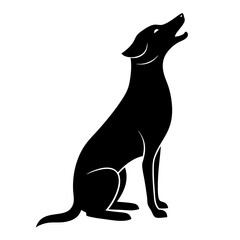 Slhouette dog on white background