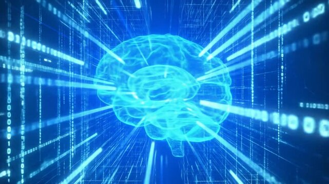 Abstract digital brain with binary code