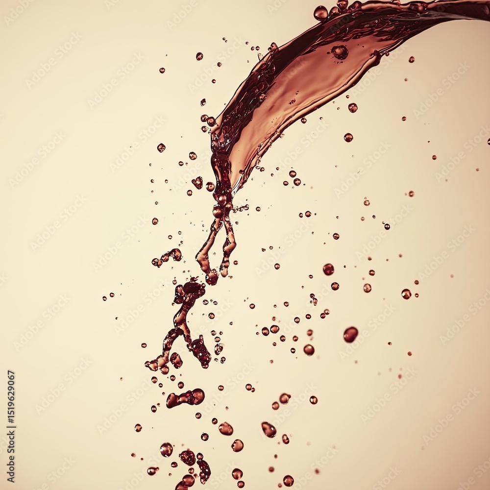 Aufkleber hyperdetailed stream of wine gracefully falls through air, creating mesmerizing display of droplets 