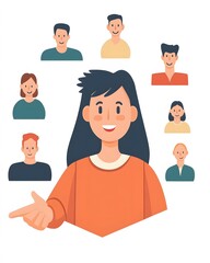 bright concept for hiring happy person illustration pointing