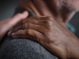 Fototapeta premium Hand on shoulder supporting elderly person.