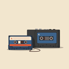Naklejka premium Vintage audio cassette tapes on a neutral background, evoking nostalgia and creativity