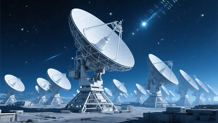 radio telescope at night