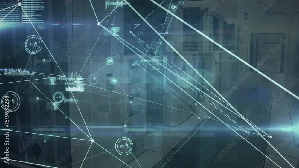 Aufkleber on start network overlay forming nodes and sweeping lines while rings pulsing visualizing data flow