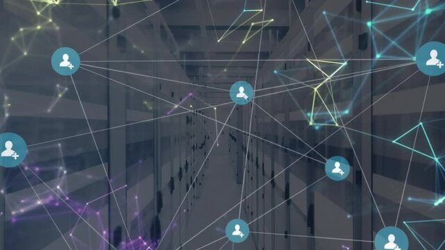 Subtle glowing lines initiating user icons emerging and linking on mesh, showing expanding network