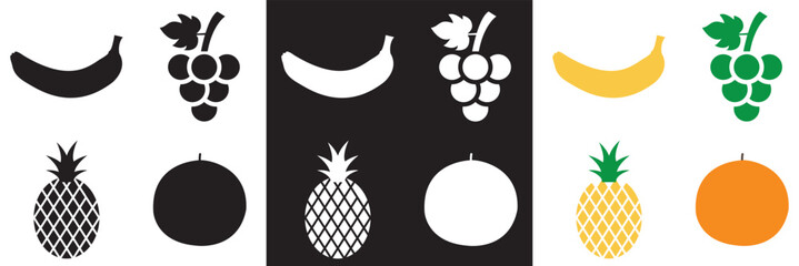 Fruits, berries icon . Vector for websites, mobile interfaces, presentations, banner, visual branding etc. Vector illustration. isolated on white and black background. EPS 10