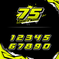 NUMBER RACING vector racing numbers for drag motorbikes and cars	