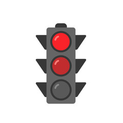 Red traffic light signaling stop in a clear urban setting with no distractions
