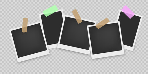 Vintage Photo Frame with Polaroid Style and Realistic Shadow for Gallery, Greeting Card or Memory Layout