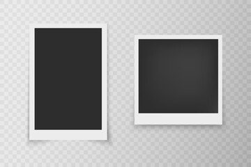 Vintage Photo Frame with Polaroid Style and Realistic Shadow for Gallery, Greeting Card or Memory Layout