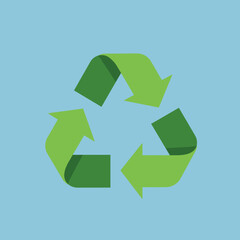Obraz premium Vibrant recycling symbol against a bright blue background, promoting sustainability