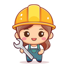 A cute female mechanic holding a wrench, symbolizing skill and expertise in the field of mechanics