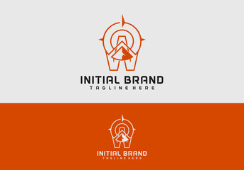 Creative Letter W Logo with Compass Symbol	