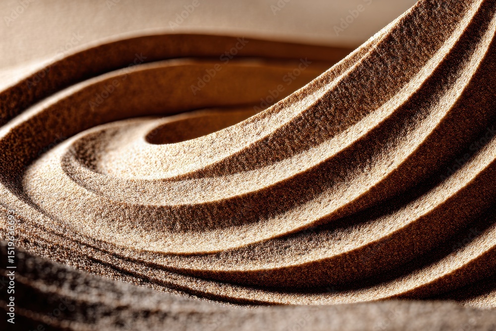 Aufkleber close-up of sculpted brown sand with flowing curves and delicate textures, creating an abstract orga
