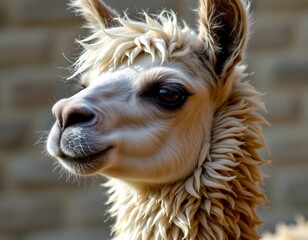 llama with soft expression in shadows