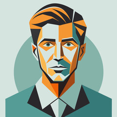  Abstract male portrait in colorful geometric vector style