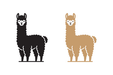 Cute alpaca animal silhouette. Alpaca vector icon isolated on flat background.
