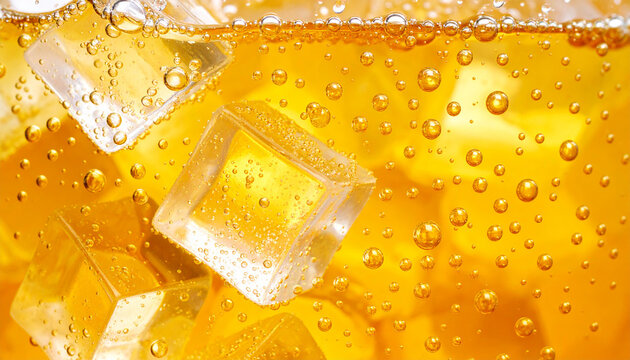ジンジャエールやティーソーダを想起させる炭酸スプラッシュ背景
Sparkling Ginger Ale or Tea Soda Splash &ndash; Refreshing Fizzy Drink Background